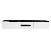 TV Lowboard LED, hängend, 3 Klapptüren, Weiß Schwarz - Weiß, Holz (180/30/35cm)