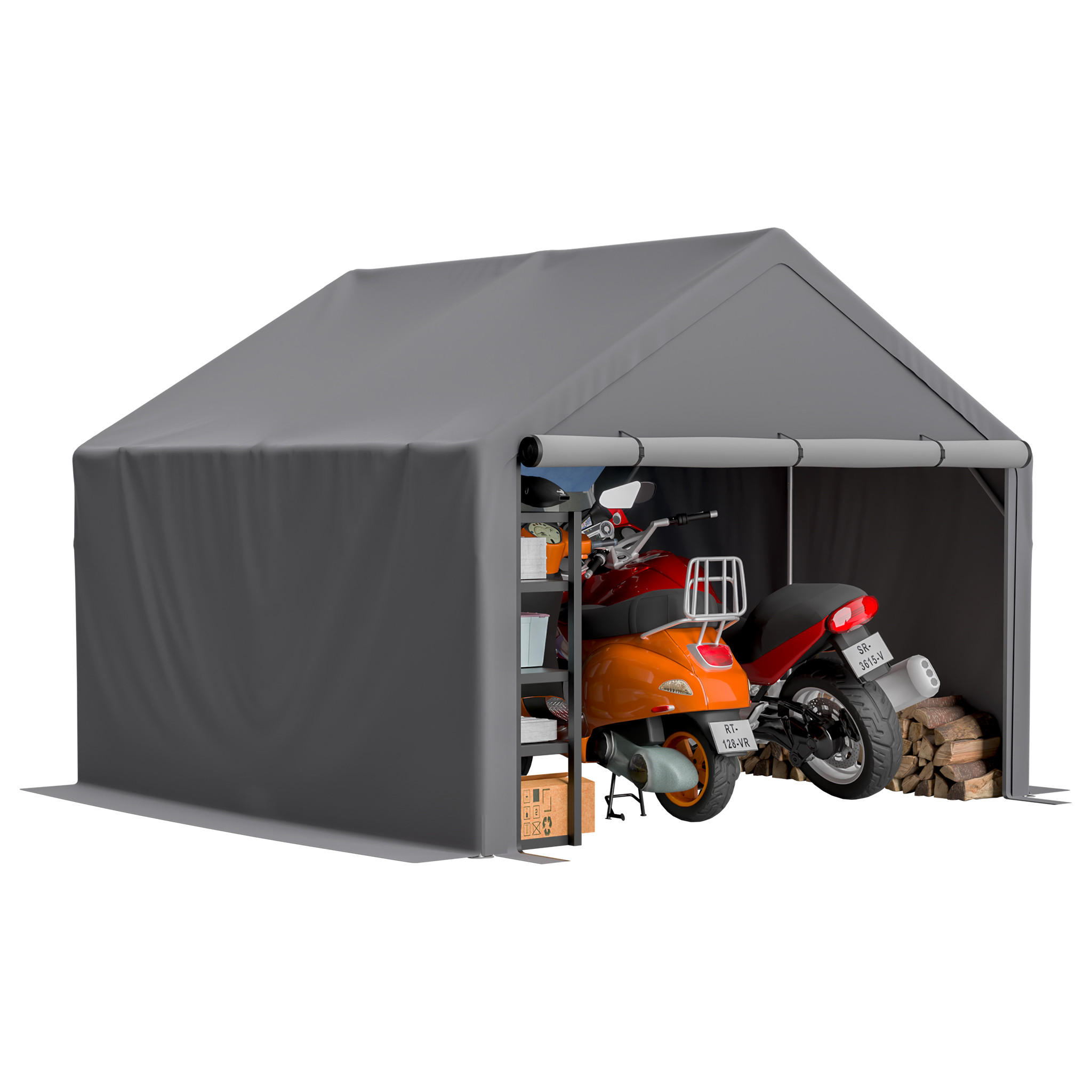 KLEINGARAGE aus Metall 305x296x233 cm in Grau mit Rolltor - Grau, Metall (296/233/305cm) - Modfu