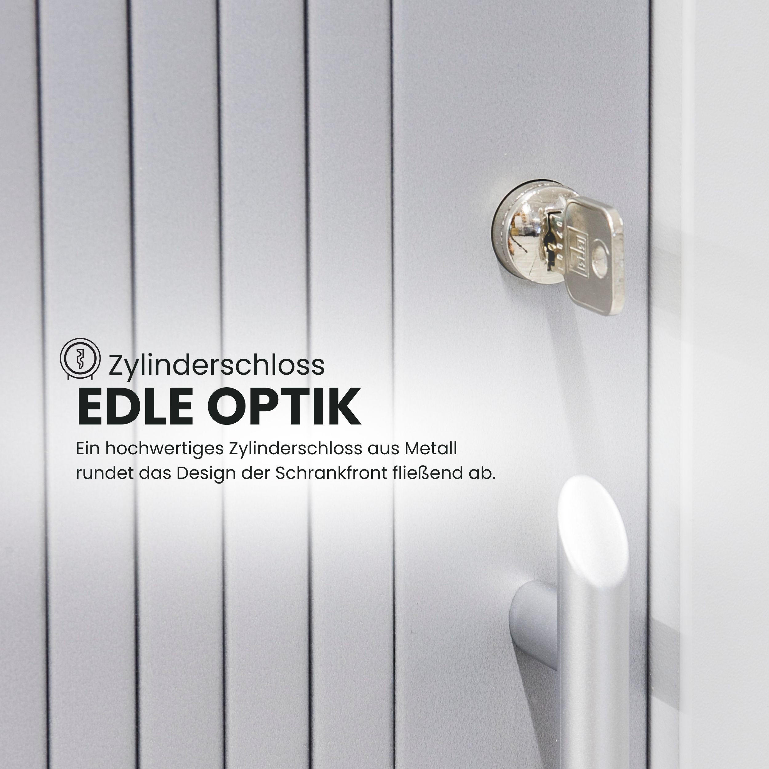Thumbnail - bümö Rollladenschrank, Grau, Silber, Holzwerkstoff, Nachbildung, 2 Fächer, 120x110x40 cm, FSC Mix, Arbeitszimmer, Aktens...
