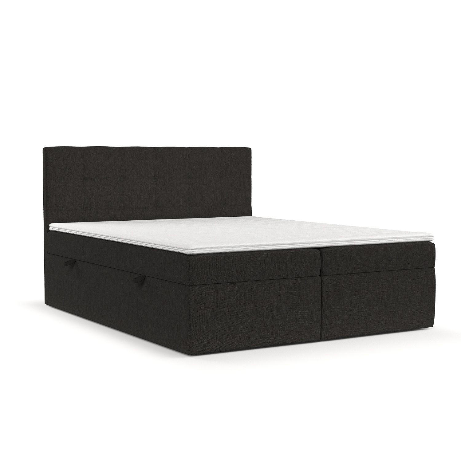 BOXBETT Tari Schwarz 140/200 cm mit Matratze und Topper - Schwarz, Holz/Holzwerkstoff (140/200cm) - Maison de Reve