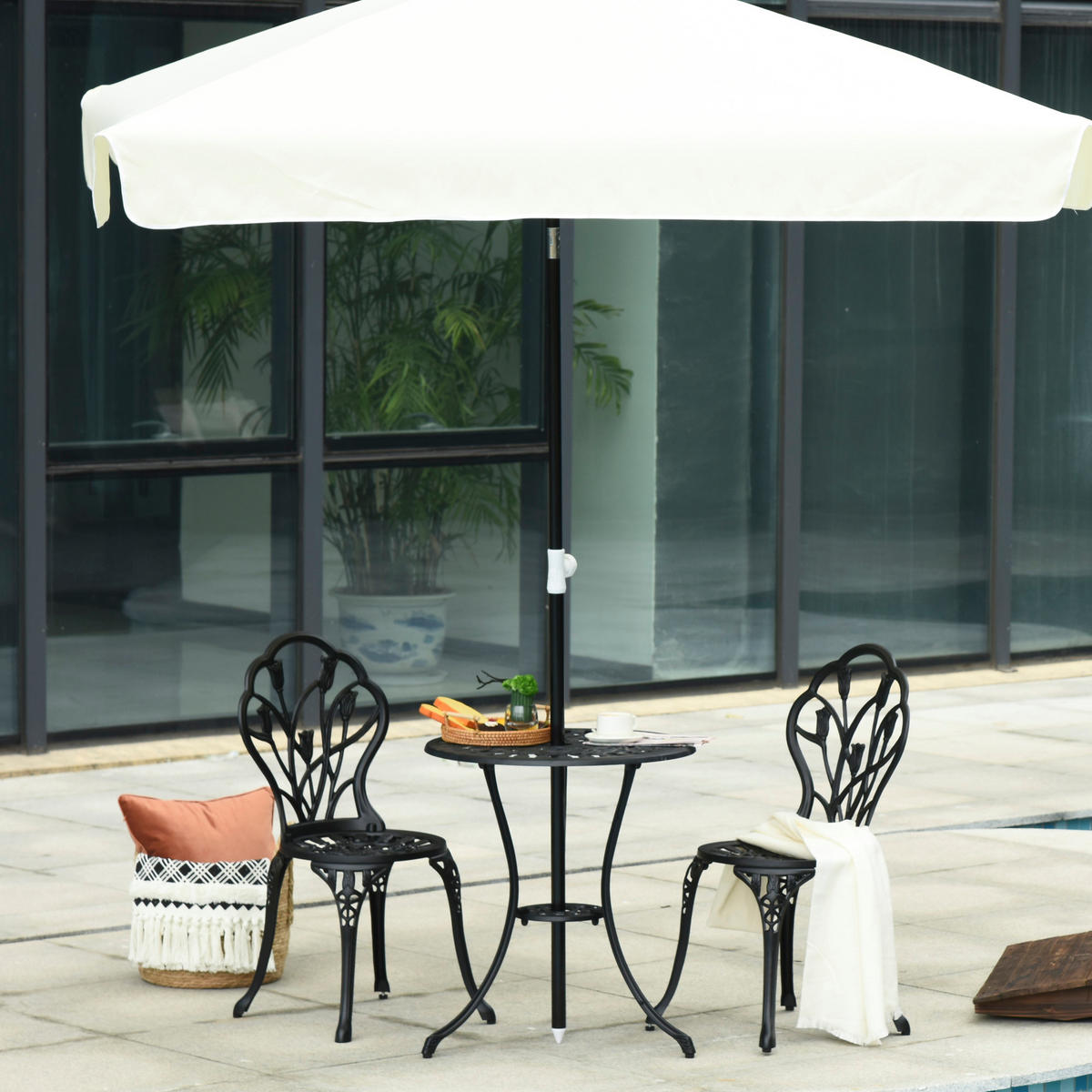 SITZGRUPPE DE-07293 für 2 Personen mit Tisch und Klappstühlen Schwarz - Schwarz, Metall - ComfortXL
