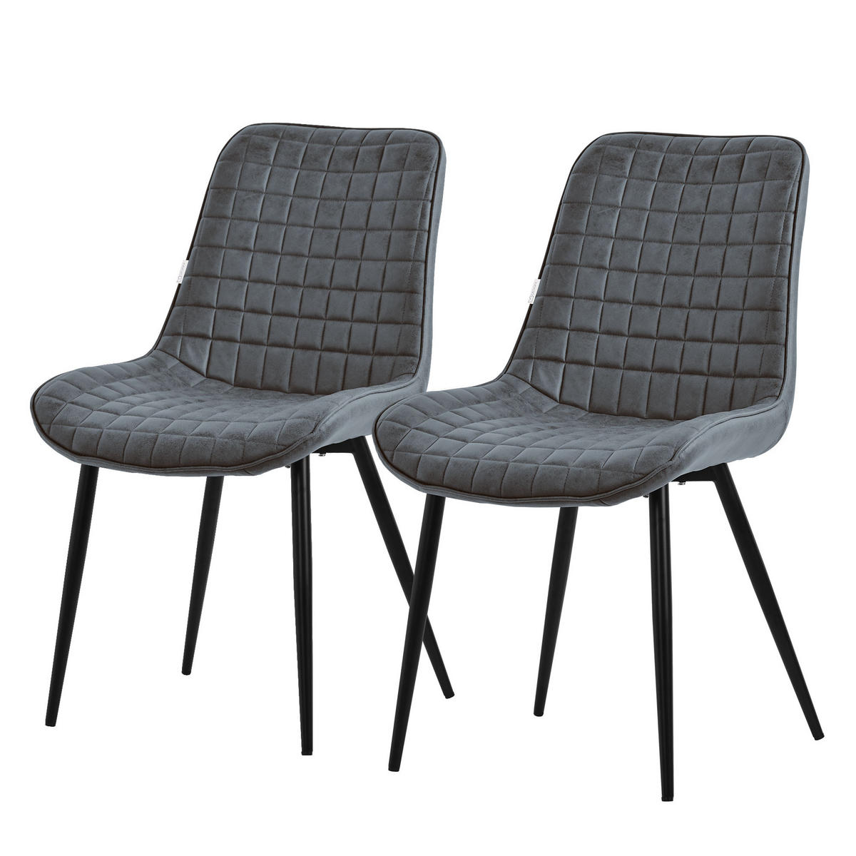 ESSZIMMERSTÜHLE 2ER-SET Anthrazit Kunstleder - Anthrazit/Schwarz, Metall (52/89/60cm) - ML-DESIGN