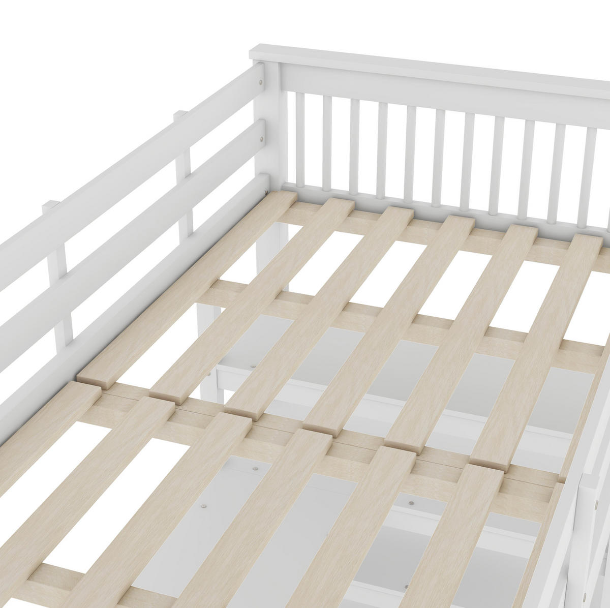 HOCHBETT 90/200 cm Weiß aus Kiefernholz und MDF mit Schreibtisch und Ablagefächern - Weiß, Holzwerkstoff (90/200cm) - OKMYHOME