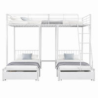 ETAGENBETT teilbar 140x200/90x200 cm Metall Weiß mit 2 Schubladen - Weiß, Metall (140/200cm) - Meubliv