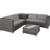 RATTANLOUNGE Siena,mit Sicherheitsglasplatte,grau/hellgrau - Grau, Kunststoff - tectake