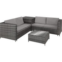 RATTANLOUNGE Siena,mit Sicherheitsglasplatte,grau/hellgrau - Grau, Kunststoff - tectake