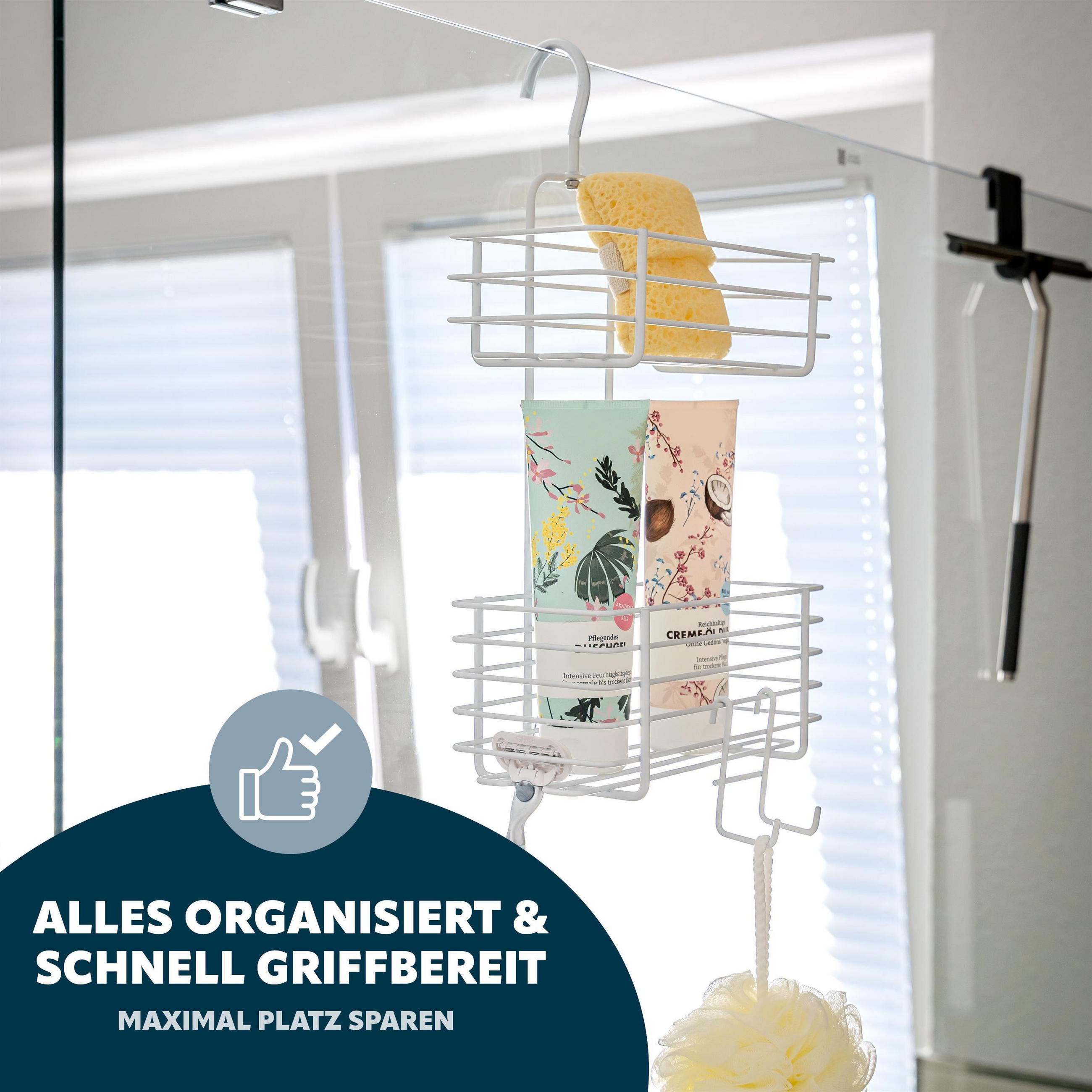 Thumbnail - bremermann Duschregal,, Weiß, Metall, 23x42x12 cm, Badezimmer, Baden & Duschen, Duschablagen