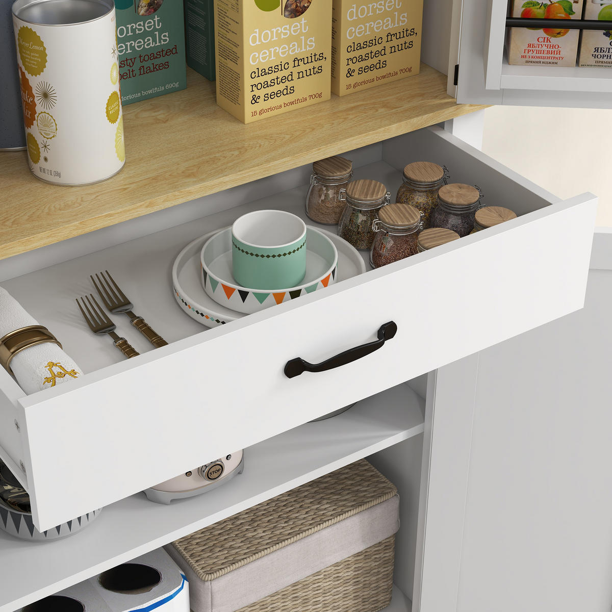 HIGHBOARD DE-11095 4 Türen & Schublade mit verstellbaren Böden Weiß - Weiß, Holzwerkstoff (40/181/76.5cm) - ComfortXL