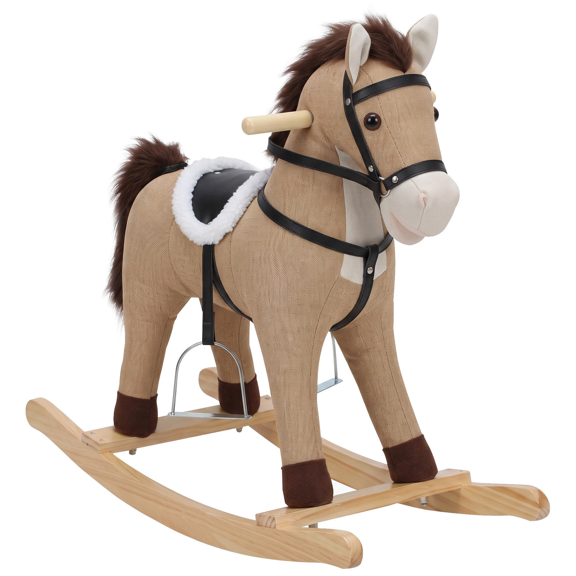 KINDER-SCHAUKELPFERD Polyester Metall Dunkelbraun - Dunkelbraun, Holz (30/68/71cm) - AIYAPLAY