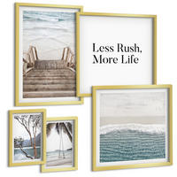 BILDER SET 5er Set - 50x50 cm & 20x30 cm & 40x60 cm Goldrahmen - Tropenurlaub - Goldfarben, Kunststoff (40/60cm) - TULUP