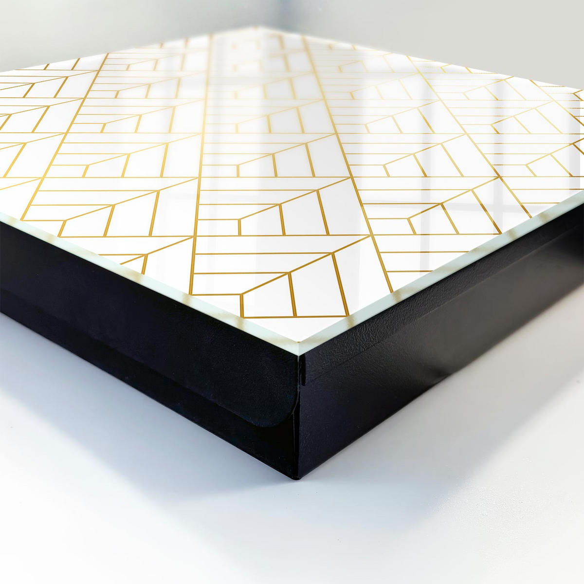 SCHLÜSSELBOX Schwarz 30x30 cm- Türöffnung nach rechts - Stilvolle Geometrie - Weiß, Metall (30/30/5cm) - TULUP