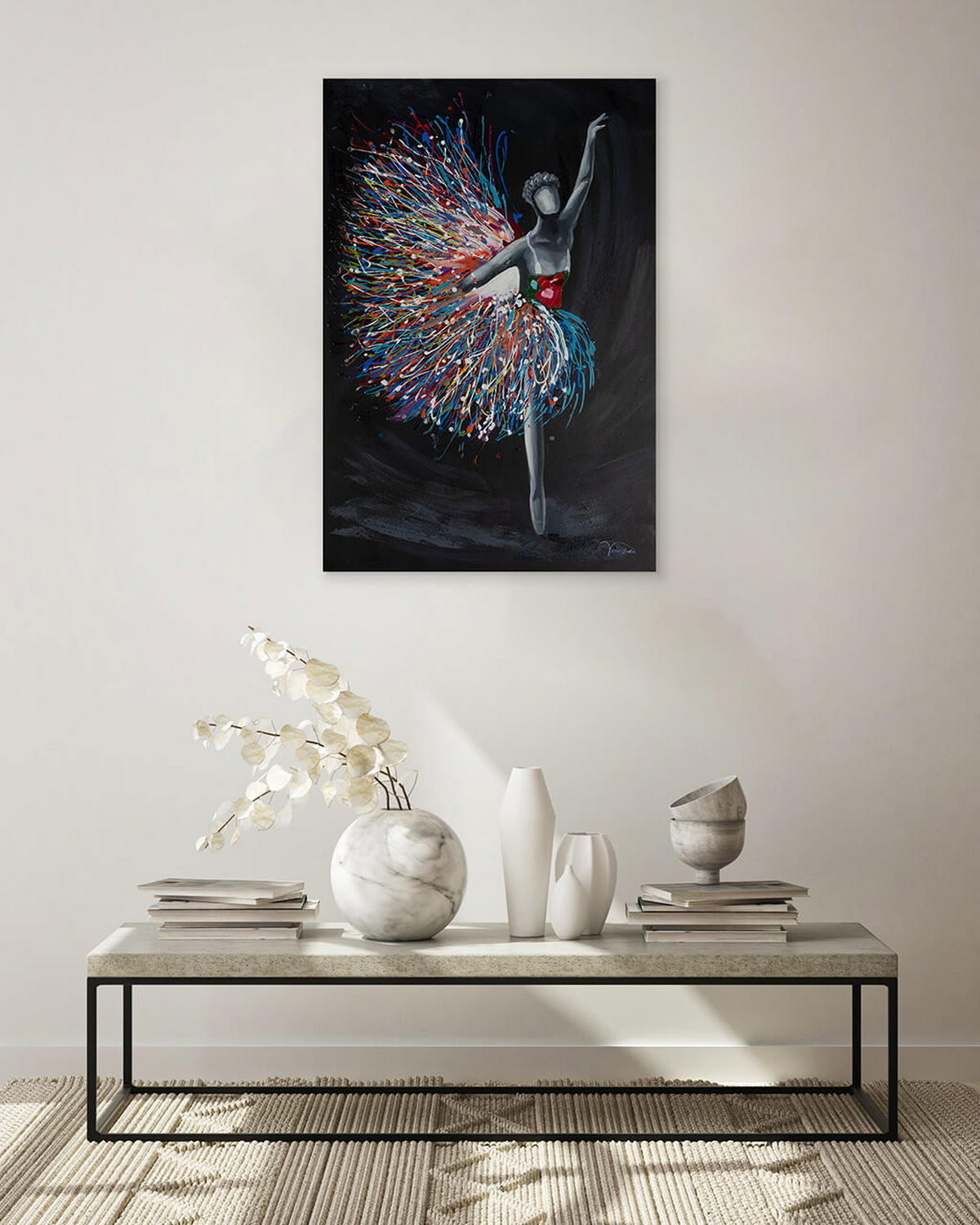 RUČNE MAĽOVANÝ AKRYLOVÝ OBRAZ 60/90 cm, čierny, abstraktný dekoratívny motív - čierna, drevo/textil (60/90cm) - KUNSTLOFT