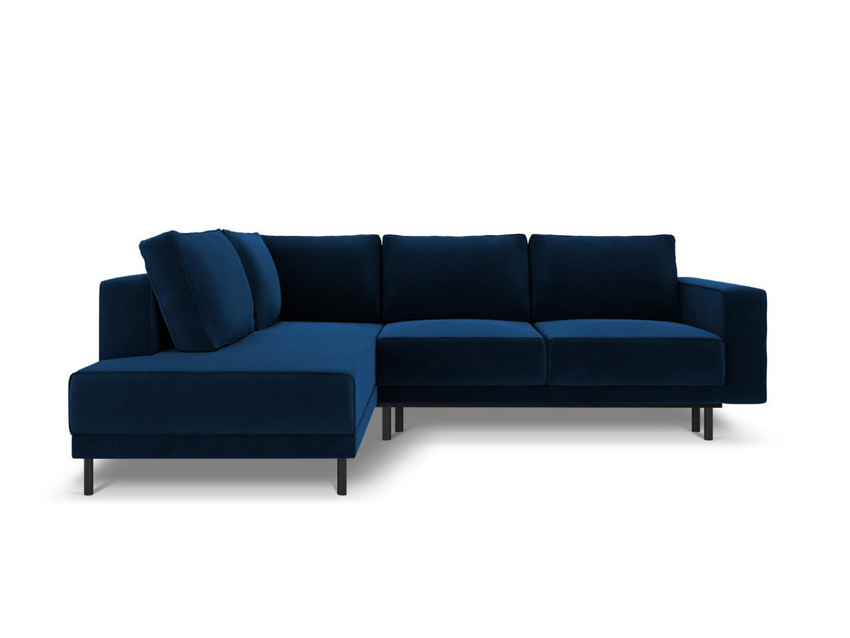 AUSKLAPPBARES-ECKSOFA links Caro aus Samt königsblau 5 Sitzplätze - Blau, Textil (187/247cm) - Micadoni
