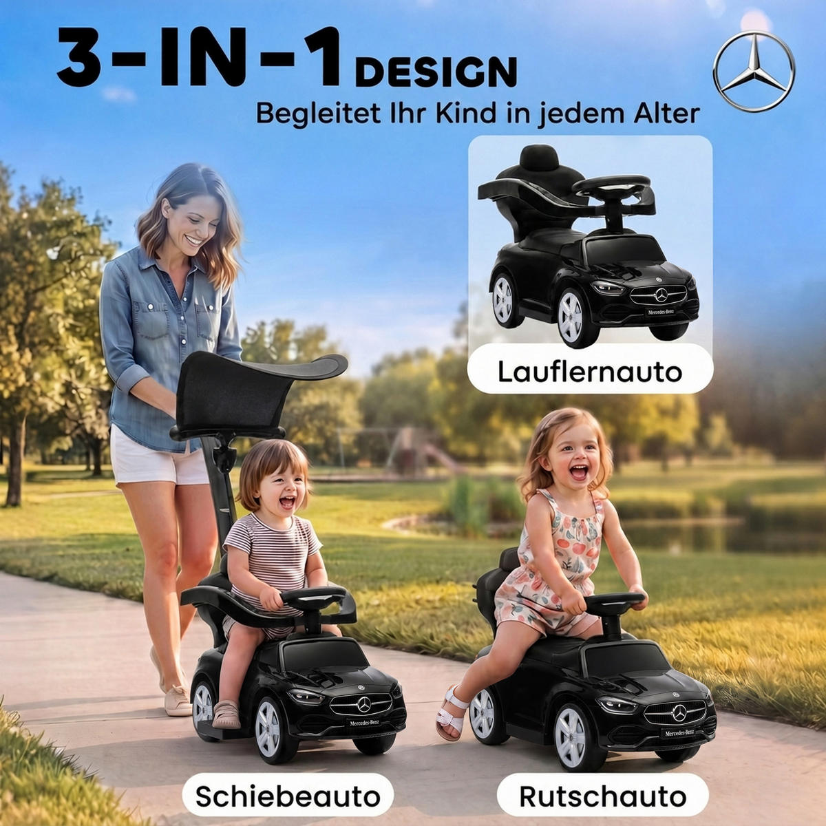 RUTSCHAUTO Stahl Schwarz - Schwarz, Metall (83/40/90cm) - AIYAPLAY