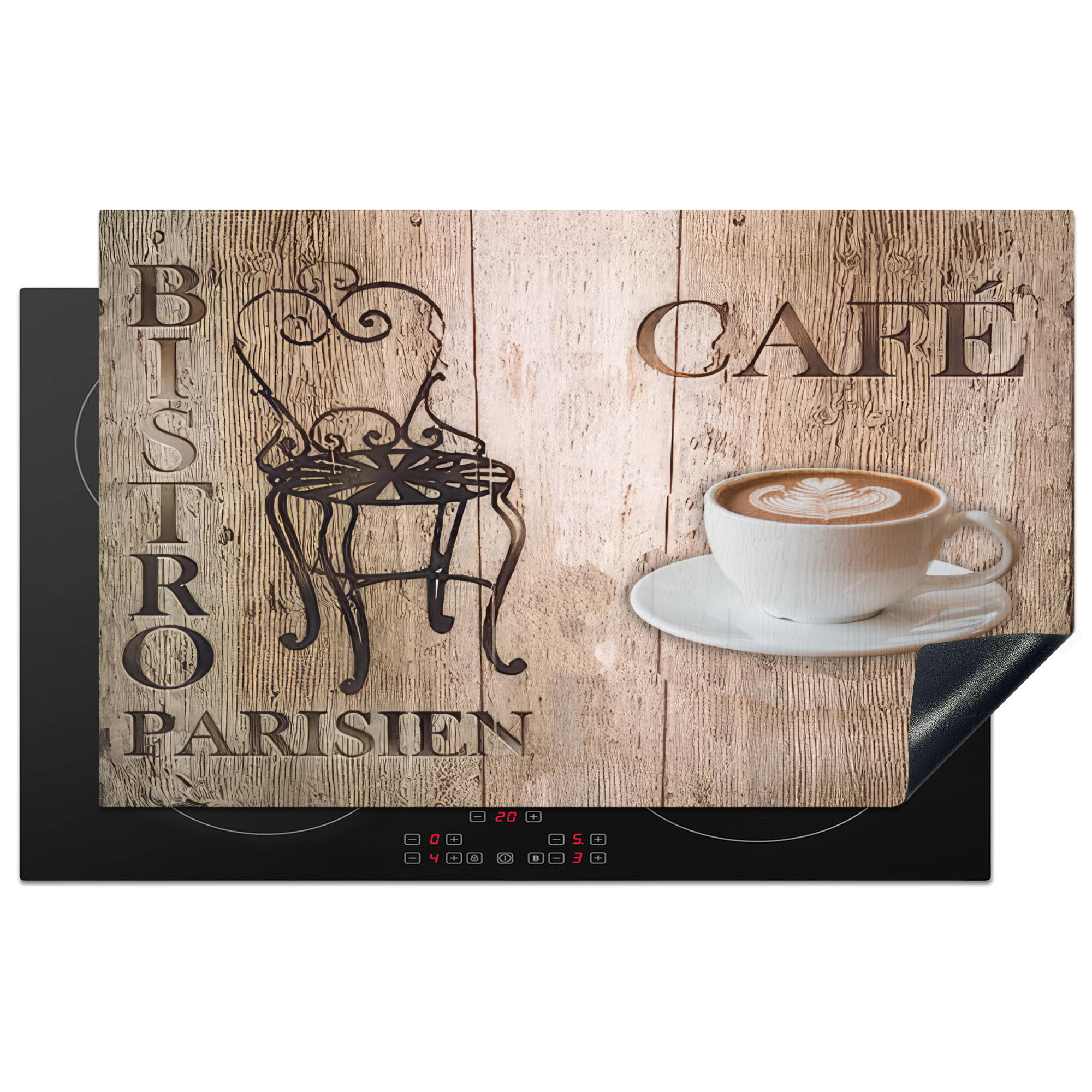 HERDABDECKPLATTE Bistro Parisien - Café - Kaffee - Jahrgang 83x51 cm - Cappuccino, Kunststoff (83/0.2/51.5cm) - MuchoWow