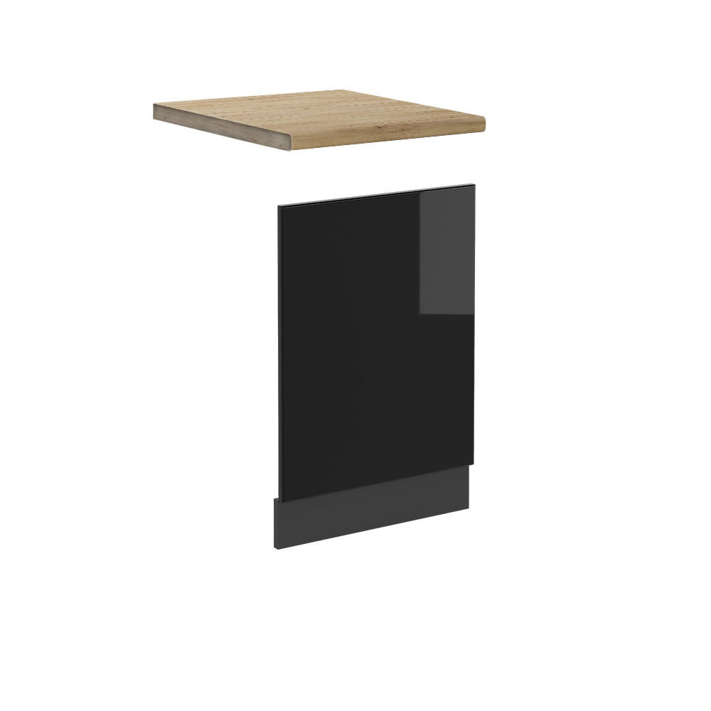 FRONTBLENDE R-Line Schwarz Hochglanz 45 cm, AP Eiche - Schwarz Hochglanz/Anthrazit, Holzwerkstoff (45/57.2/1.6cm) - Vicco