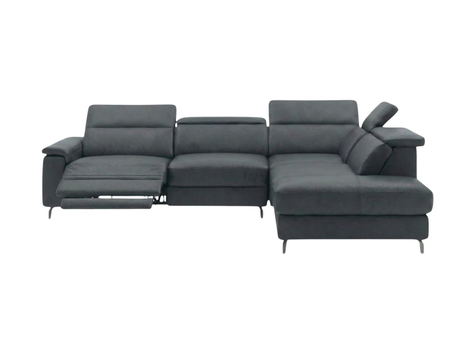 ECKSOFA Ambassador Echtleder mit 1 x Relaxfunktion Anthrazit - Anthrazit, Leder/Metall (272/224cm)