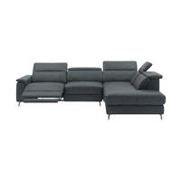 ECKSOFA Ambassador Echtleder mit 1 x Relaxfunktion Anthrazit - Anthrazit, Leder/Metall (272/224cm)
