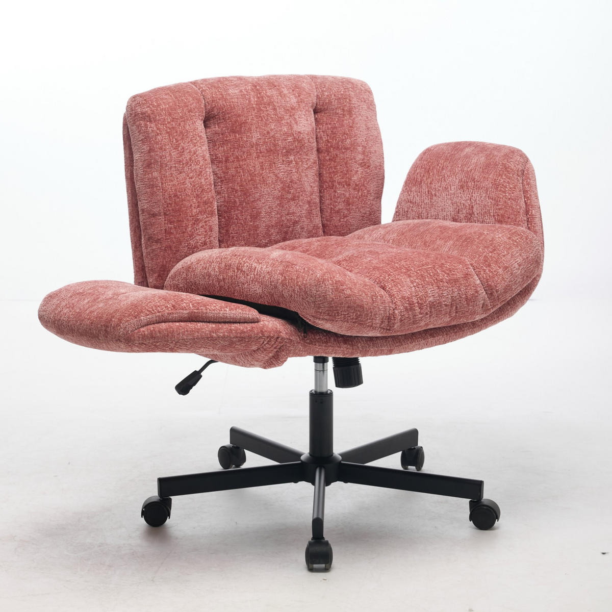 DREHSTUHL Bürostuhl Chenille höhenverstellbar Armlehnen Grau - Pink, Textil (60/92.5/57.5cm)