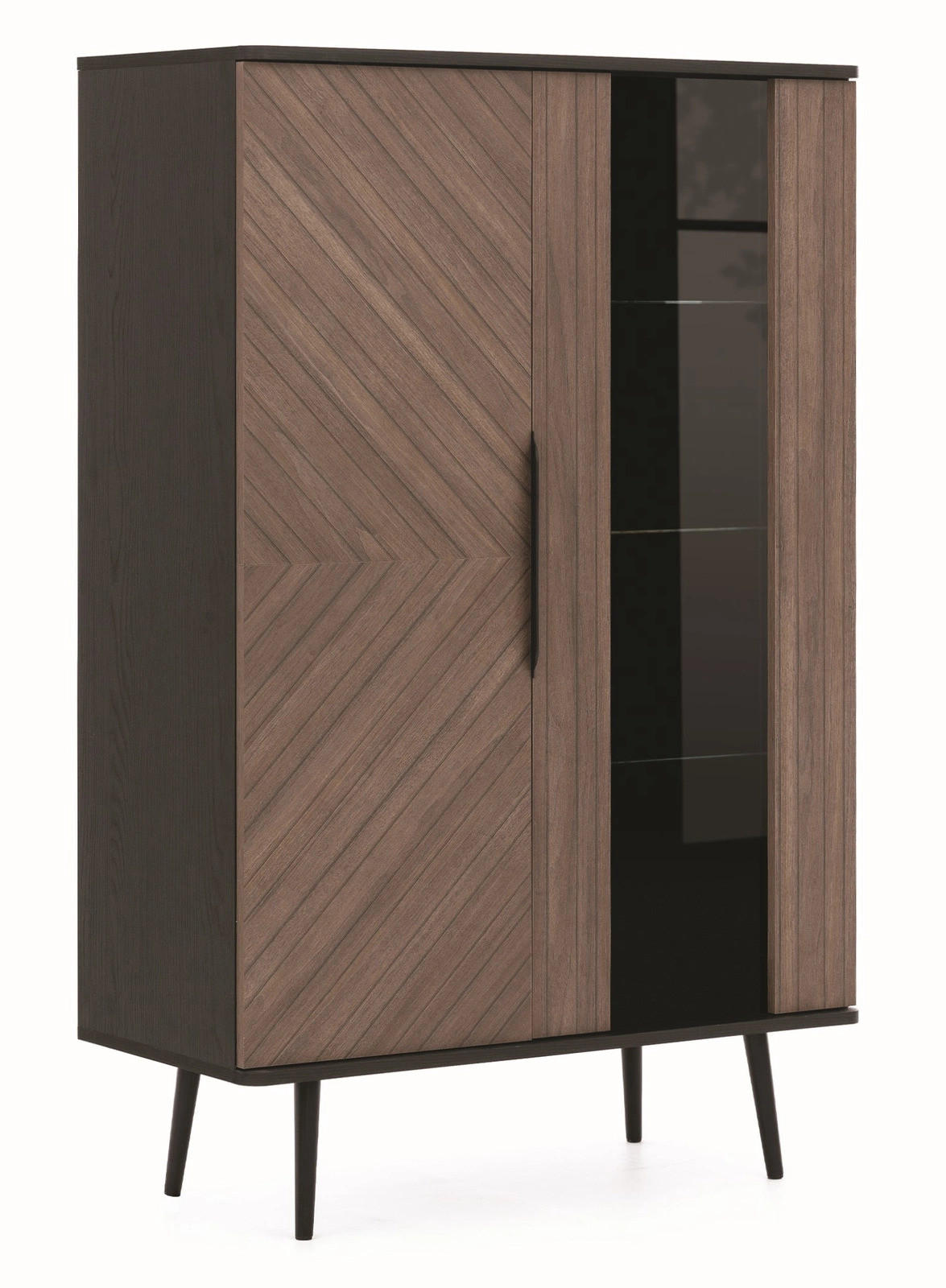Ravio Standvitrine Schwarz, Braun 90x140x41 cm