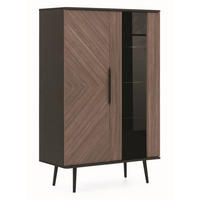 STANDVITRINE Pinelli 2-türig mit Metallfüße - Schwarz/Braun, Glas/Holzwerkstoff (90/140/41cm) - Ravio