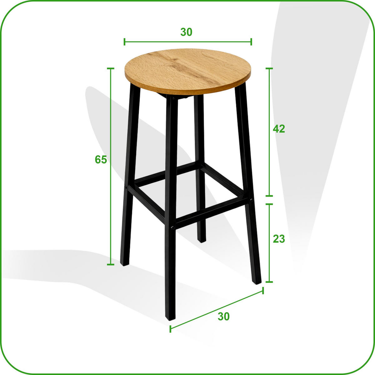 BARHOCKER Holzoptik Metall Eichefarbe Schwarz 2er Set 65×30×30 cm - Eichefarben/Schwarz, Holzwerkstoff/Metall (32/65/32cm) - Begryf