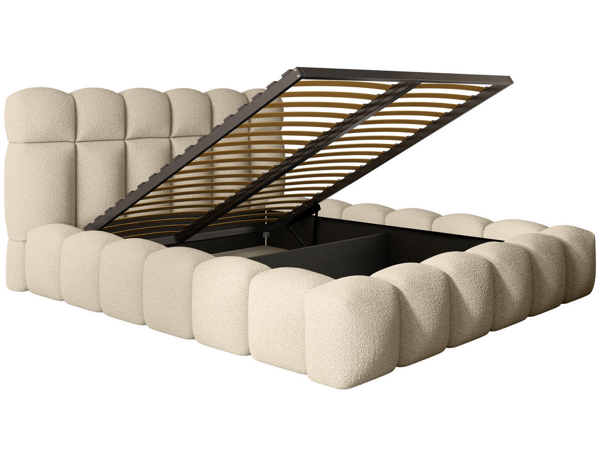POLSTERBETT Mira XL Beige 140/200 cm Boucle mit Bettkasten - Beige, Textil/Metall (140/200cm) - wonello