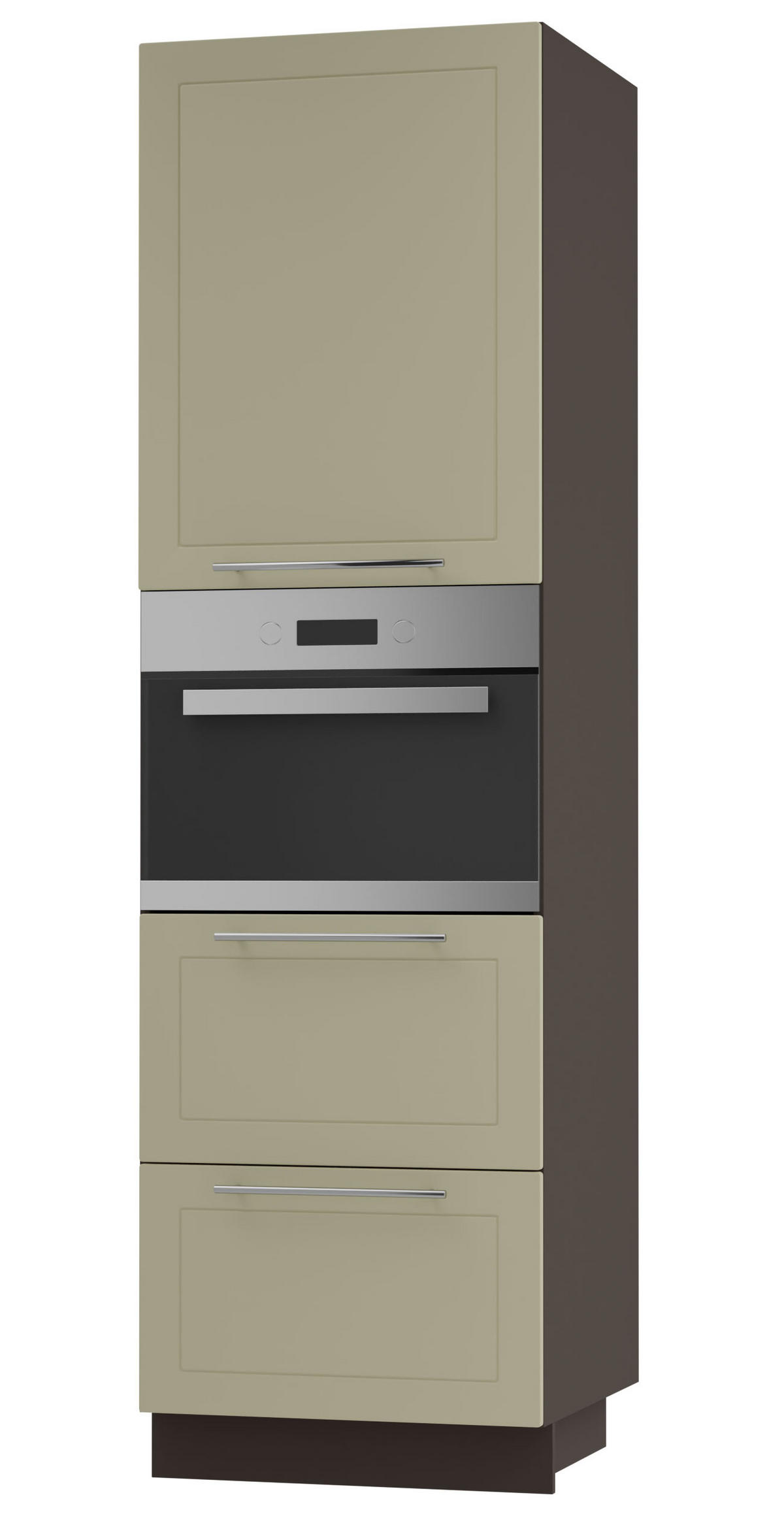 BACKOFEN-HOCHSCHRANK Kvantum D14/RU/2A/356 Vanille Matt / Lava Matt 60 / 59 / 207cm - Dunkelgrau/Creme, Holz/Holzwerkstoff (60/207/59cm) - Feldmann-Wohnen