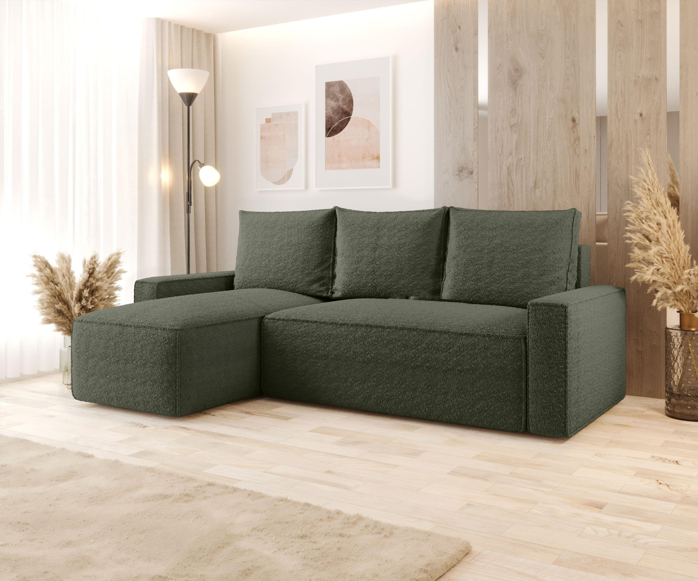 ECKSOFA mit Schlaffunktion SAVIO Quelle 37 Links - Dunkelgrün, Textil (232/140cm) - Bedante