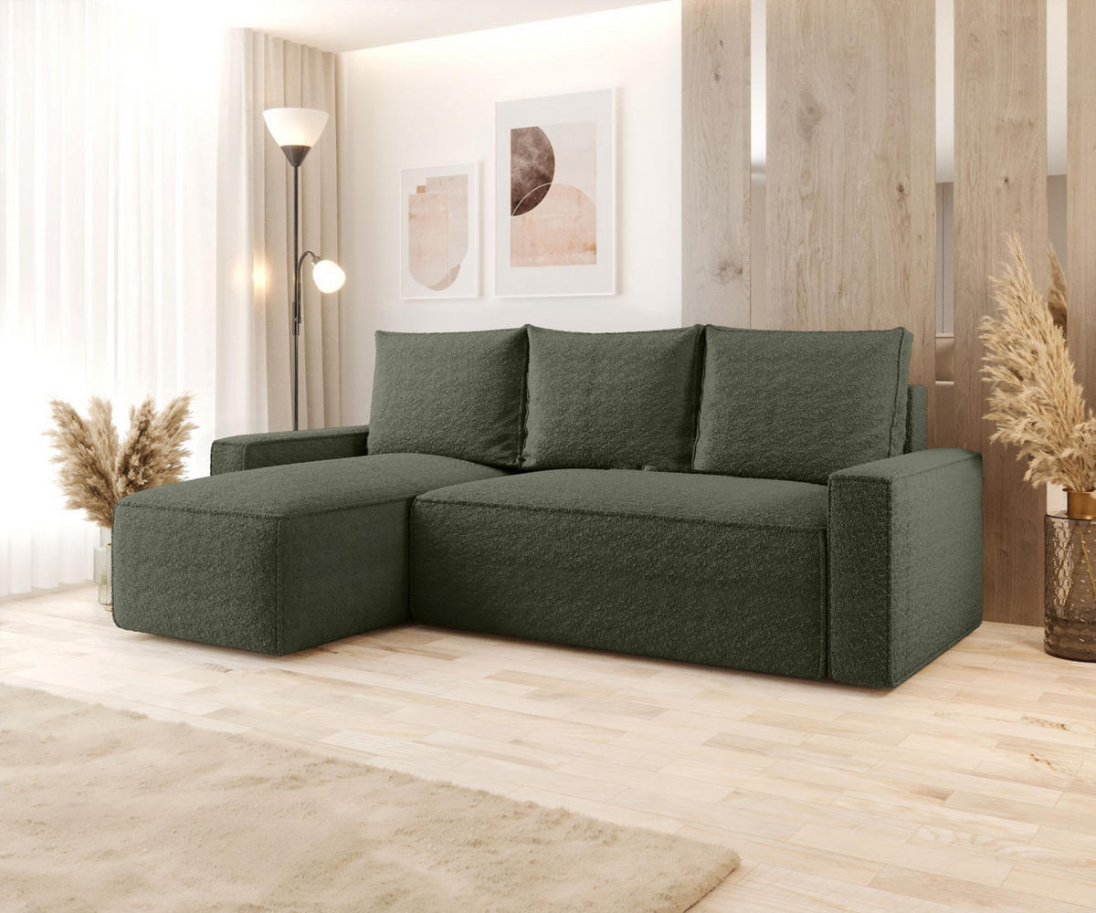 ECKSOFA mit Schlaffunktion SAVIO Quelle 37 Links - Dunkelgrün, Textil (232/140cm) - Bedante