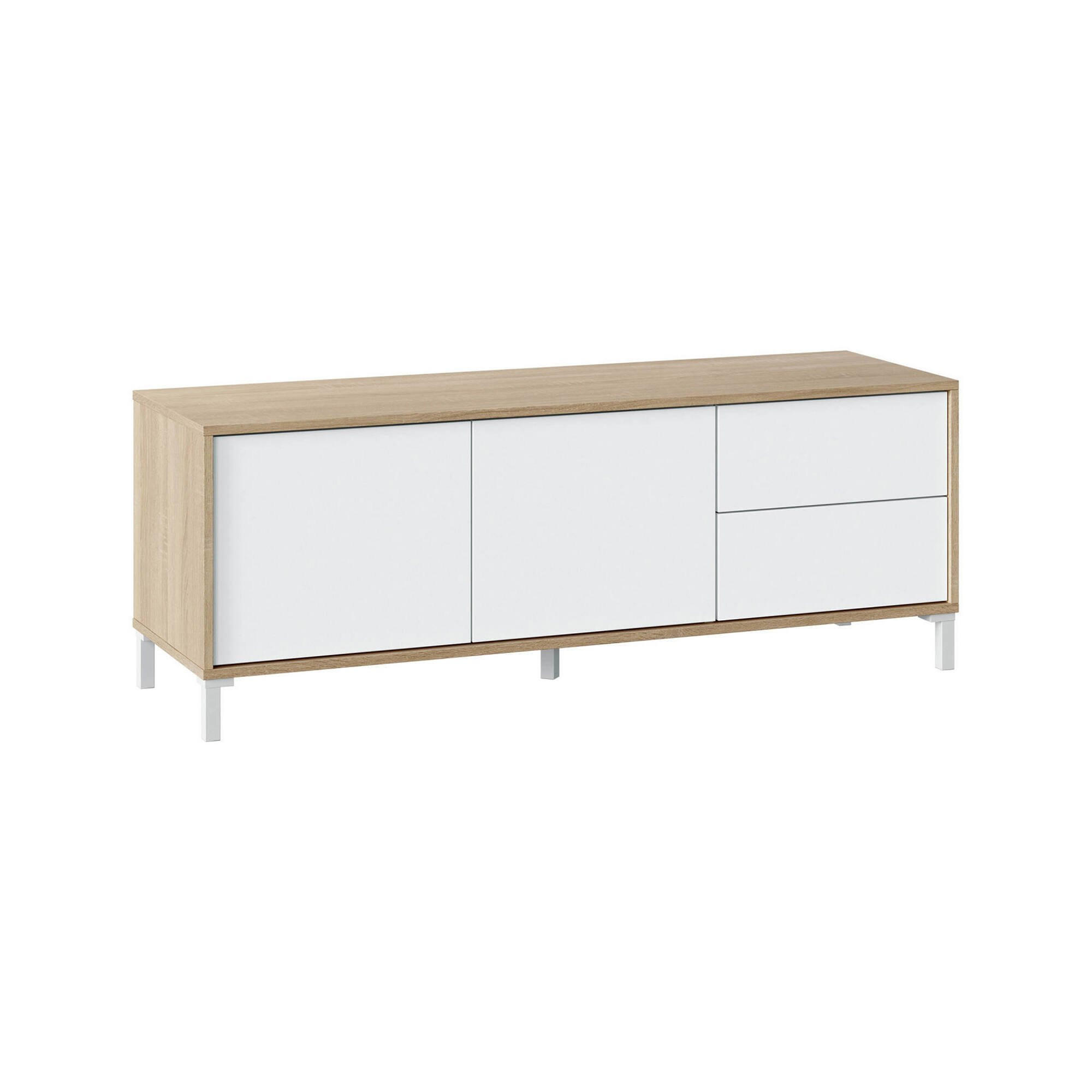 FERNSEHSCHRANK Eiche, Weiß 41/130/47 cm - Wildeiche/Weiß, Holzwerkstoff (130/47/41cm) - DMORA