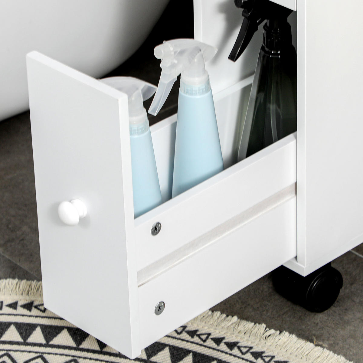 ROLLSCHRANK DE-08469 2 Schubladen mit 4 Rollen Weiß - Weiß, Holzwerkstoff (49.5/66/16cm) - ComfortXL