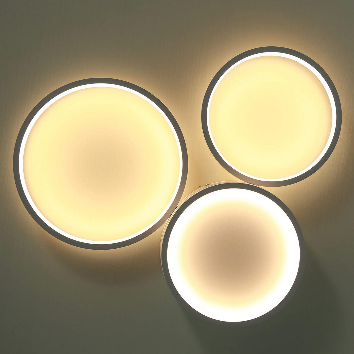 LED-DECKENLEUCHTE Dreiring 44/36/6 cm - Weiß, Metall (44/36/6cm) - Nettlife