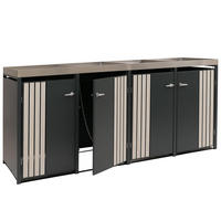 MÜLLTONNENBOX 4er mit Pflanzkasten HxBxT 125x260x84cm Anthrazit Holzoptik hell - Anthrazit, Metall (260/125/84cm) - PROREGAL