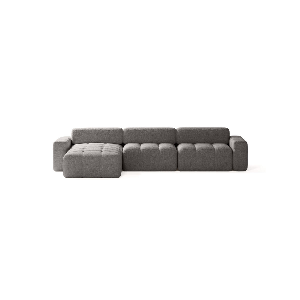 ECKSOFA Bouclé-Stoff 8 Sitzer Bornum So, Grau - Grau, Textil (346/170cm) - Meblito