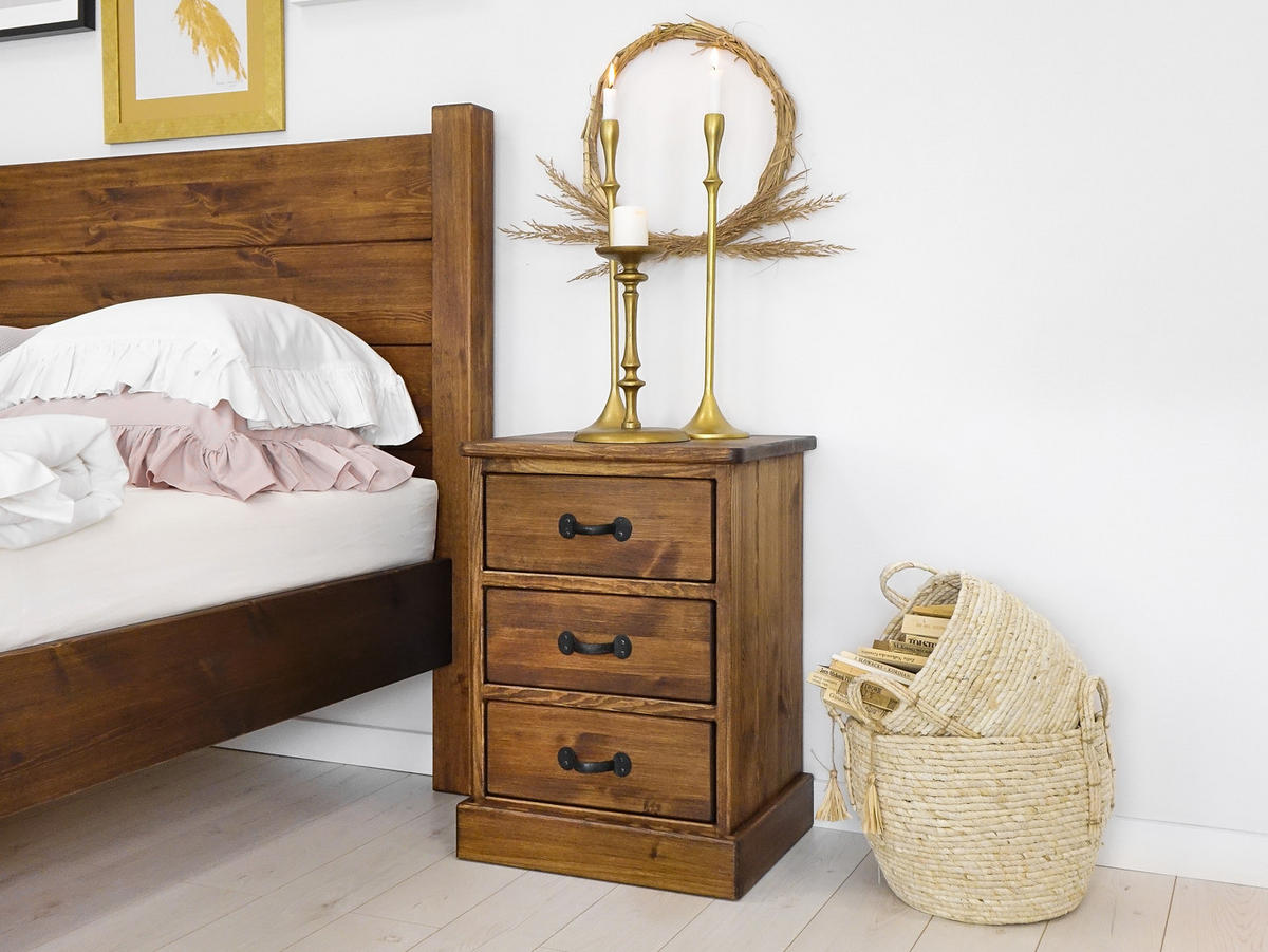 NACHTTISCH aus Massivholz Rustyk 3 - Dunkelbraun/Schwarz, Holz (50/69/40cm) - Seart