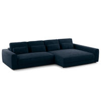 ECKSOFA mit XXL-Longchair - Blau/Schwarz, Kunststoff/Textil (323/182cm) - home24