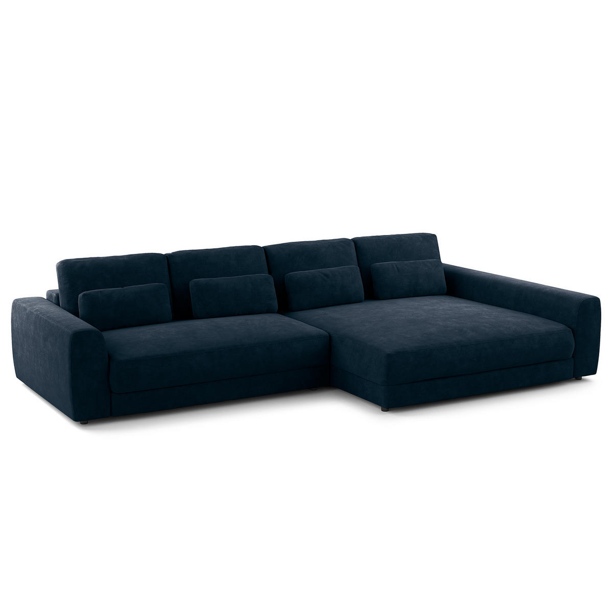 ECKSOFA mit XXL-Longchair - Blau/Schwarz, Kunststoff/Textil (323/182cm) - home24