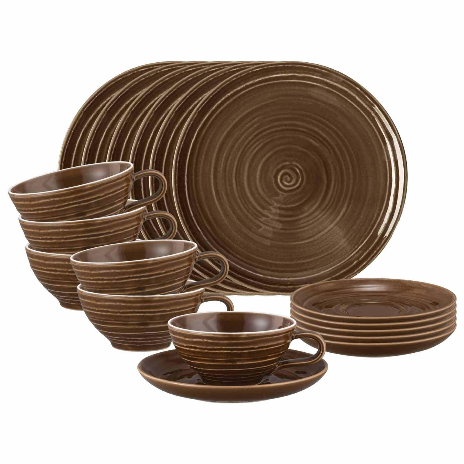 TEESERVICE Terra Erdbraun 18er Set - Braun, Keramik (1/1/1cm) - Seltmann Weiden