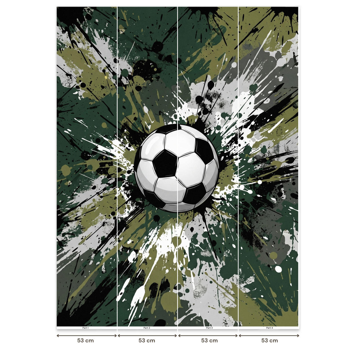 KINDERTAPETE - Fußball - Farbe - Spritzer - Grün - 200x280 cm - Dunkelgrün, Papier (200/280cm) - OnlyWow