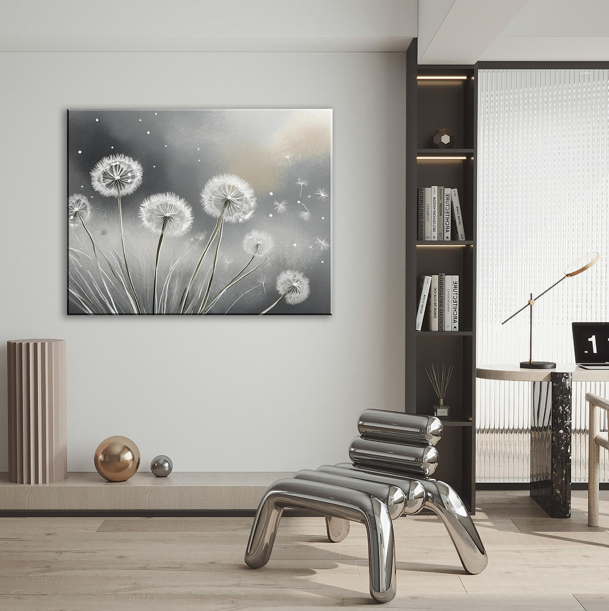 WANDBILD aufblasbare pflanzen natur - Grau, Textil (60/40cm) - Feeby