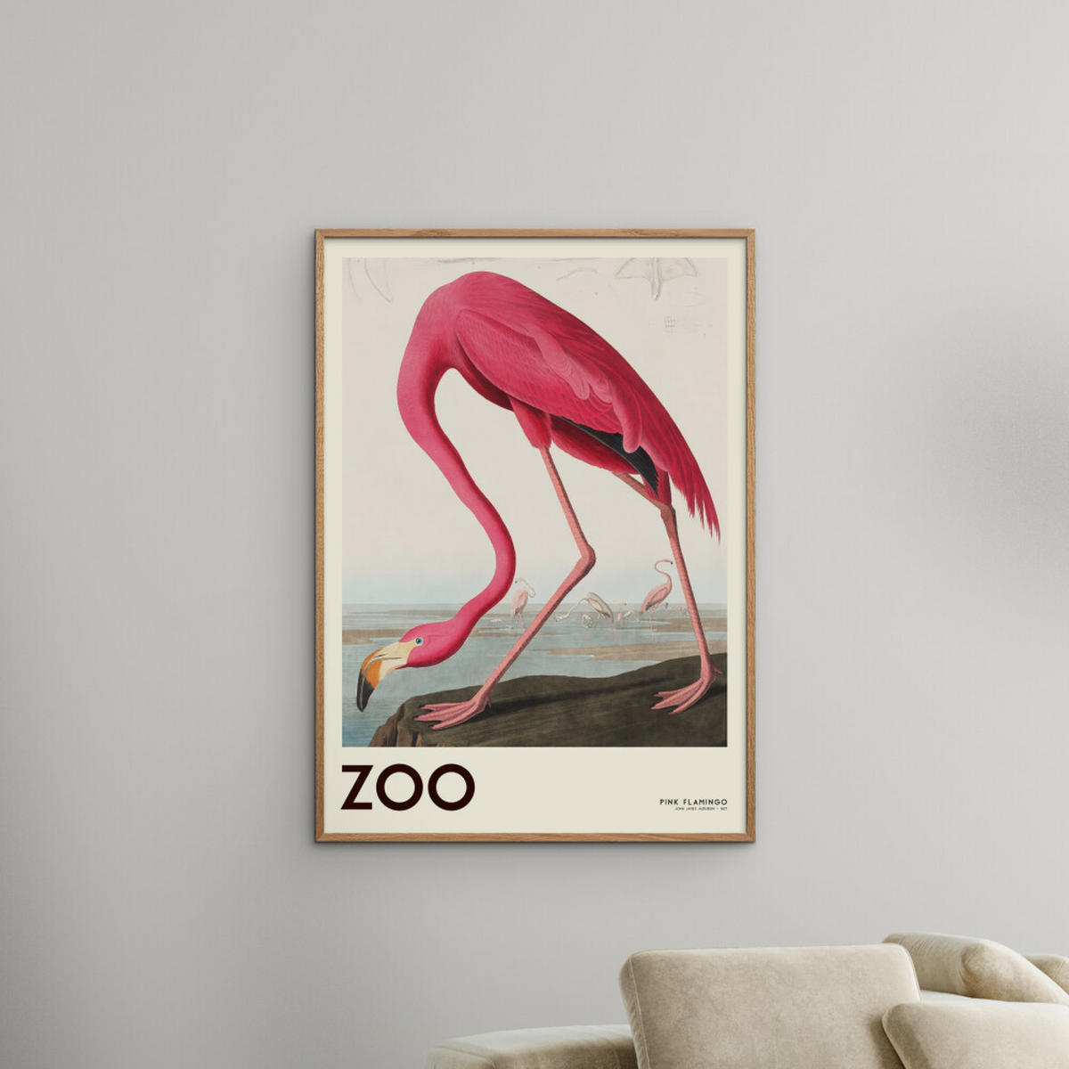 POSTER A.P. Atelier - The Zoo Collection — Pink Flamingo — Edt. 001 - Pink, Papier (70/100/0.1cm) - Poster&Frame