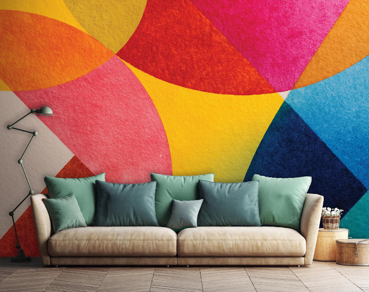 FOTOTAPETE Art Deco Geometrisch Bunt 200x140 cm - Multicolor, Papier (200/140cm) - Wallarena