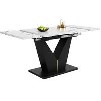 ESSTISCH 99-159/75/75 cm Weiß/Schwarz aus MDF und Metall mit Ausziehfunktion - Weiß, Holzwerkstoff (99/75/75cm) - OKMYHOME
