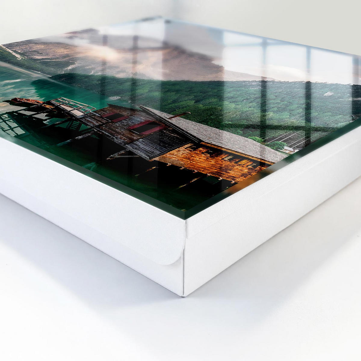 SCHLÜSSELBOX Weiß 30x30 cm – Türöffnung nach rechts - Bergzauber - Grün, Metall (30/30/5cm) - TULUP