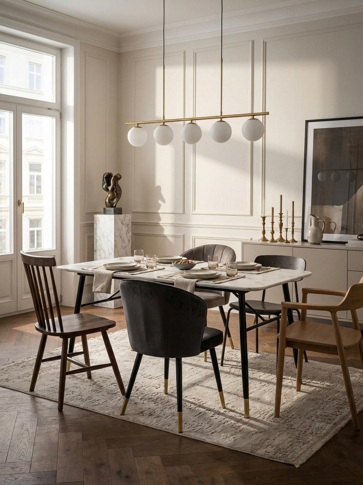 ESSTISCH Marmoroptik Metall Rechteckig Modern Klein, Weiß 140x80x76 cm - Goldfarben/Weiß, Holzwerkstoff/Metall (80/140/76cm) - KADIMA DESIGN