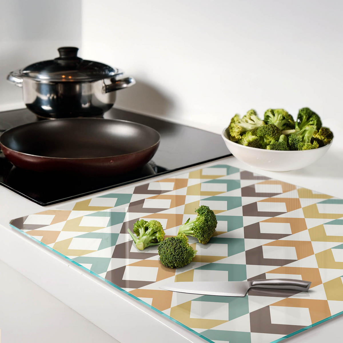 GLASPLATTE 60x52 cm Retro-Hintergrund - Multicolor, Glas (60/0.4/52cm) - TULUP