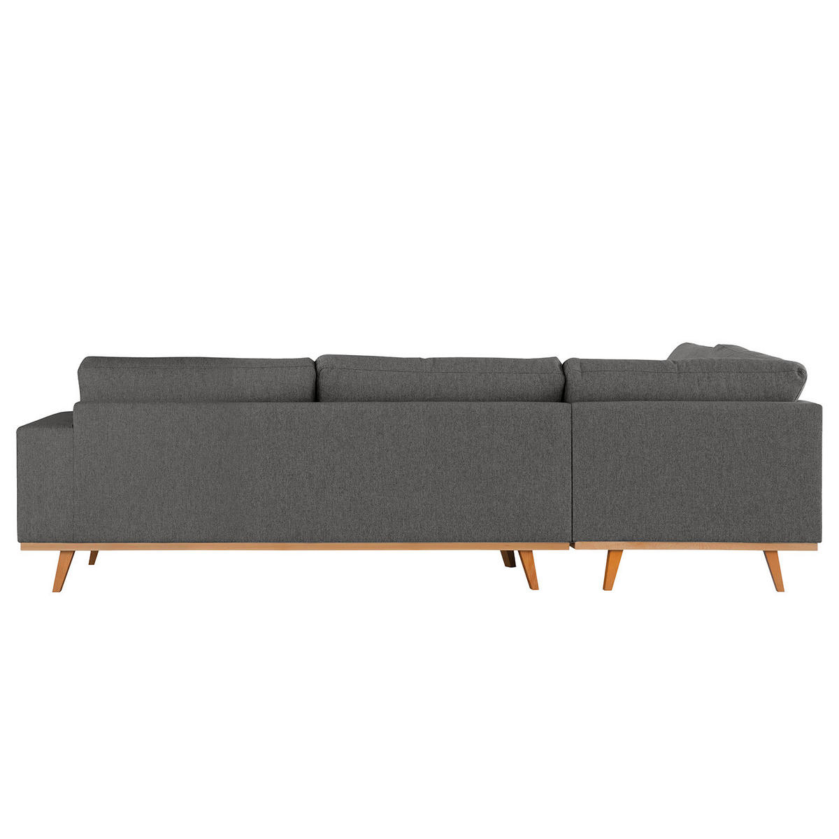 ECKSOFA mit Ottomane - Dunkelgrau/Buchefarben, Buchenholz/Textil (287/219cm) - home24