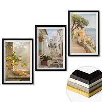 WANDBILDER 3er-Set - 40x60 cm Schwarzer Rahmen - Blick aus dem Fenster auf einen Zitrusbaum - Schwarz, Kunststoff (40/60cm) - ArtPrintCave