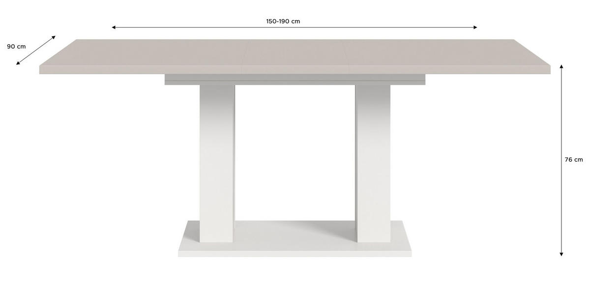 ESSTISCH MOTION (B/H/T: ca. 150/76/90 cm) in Weiß/Kaschmir - Weiß, Holzwerkstoff (90/150/76cm)